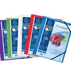 64490 - CARTELLINA PERSONALIZ. IN PP CON ELASTICO 24x32CM COLORI ASS. KREACOVER - Conf. da PZ. 5