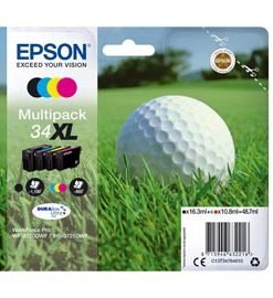 EPST34764010 - CONF. 4 CARTUCCE INK MULTIPACK 1 PER COLORE 34XL PALLINA DA GOLF - Conf. da PZ. 1