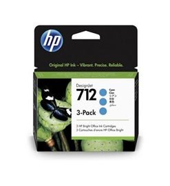 HP3ED77A - Confezione da 3 cartucce HP di inchiostro ciano DesignJet HP 712 da 29 ml - Conf. da PZ. 1